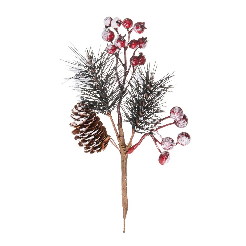 Crafare12-16 Inch Large Artificial Christmas Tree Picks 12 Styles Assorted Holly Picks Stems with Pinecones Leaves for Xmas Tree Filler Floral Arrangement Winter Holiday Season DÃ©cor - Image 2